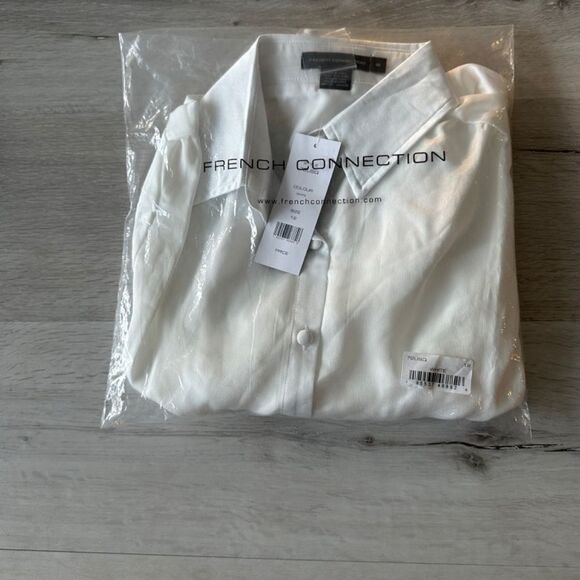 French Connection Satin Shirt White 12 NWT IN‎ PACKAGE - Picture 5 of 7